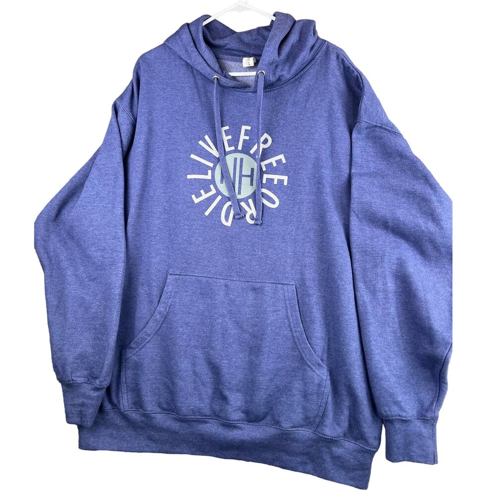 New Hampshire Sweatshirt -Mens XL-Blue Live Free or Die -Hooded Pullover